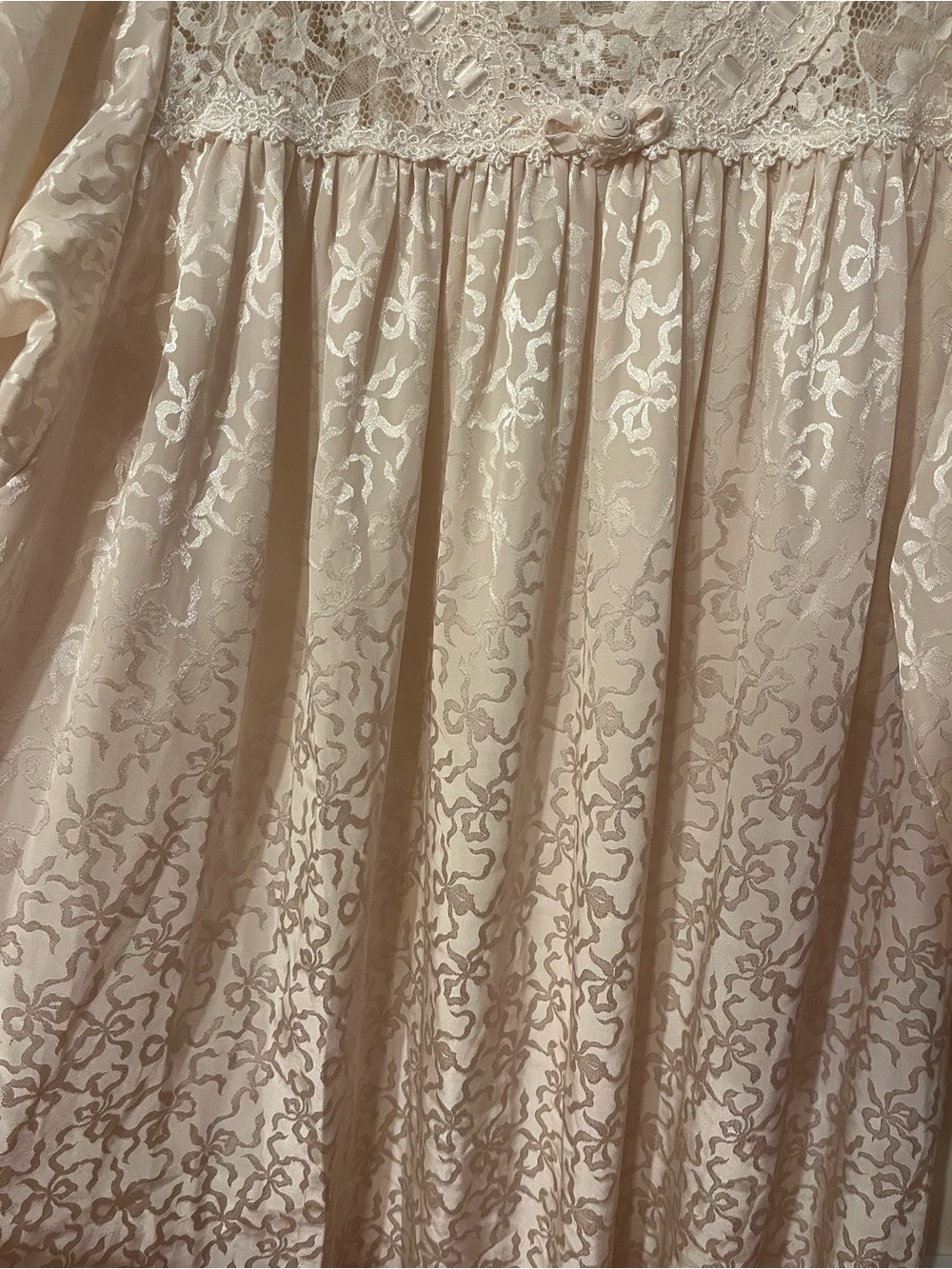 Vintage 70’s Christian Dior Le Connaisseur Women’s Ivory Satin Lace Nightgown M - Picture 6 of 12